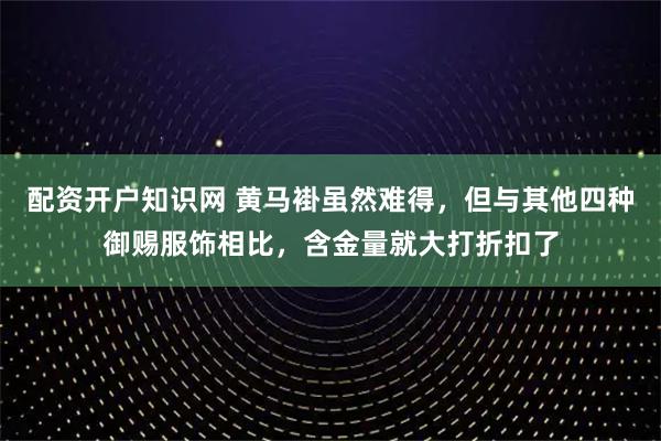 配资开户知识网 黄马褂虽然难得，但与其他四种御赐服饰相比，含金量就大打折扣了
